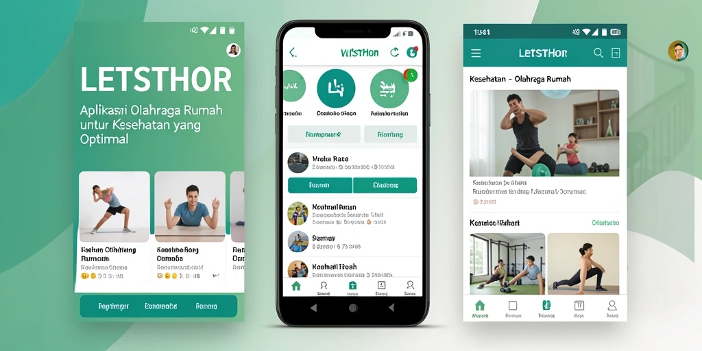 Antarmuka aplikasi LETSTHOR untuk olahraga rumah yang interaktif.
