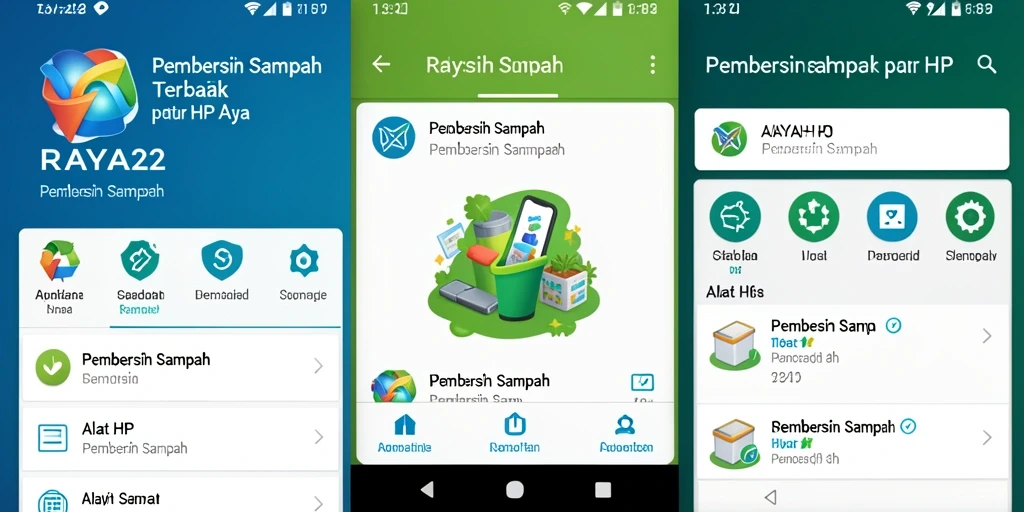 Antarmuka utama RAYA22 yang menampilkan fungsi pembersihan sampah.