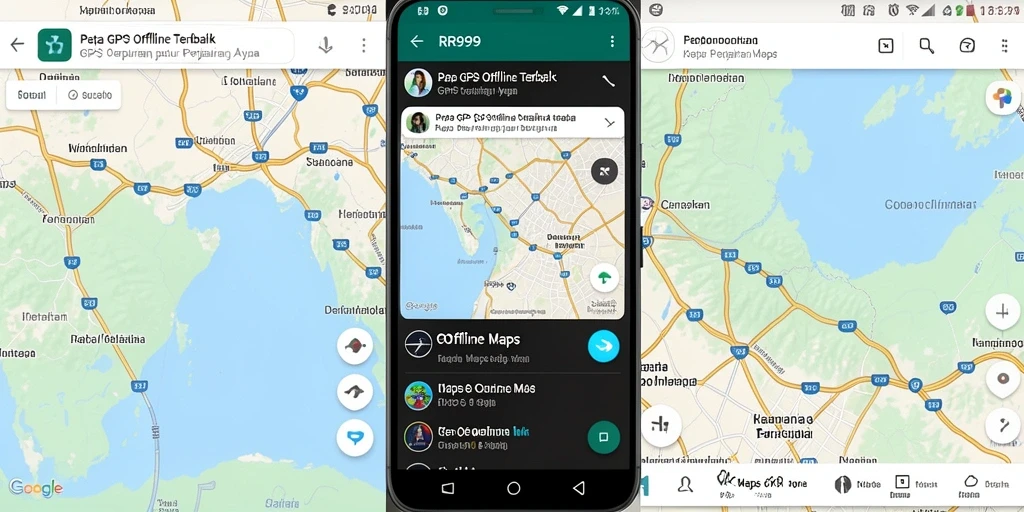 Tampilan antarmuka pengguna RR999 dengan fungsi GPS Offline Maps.