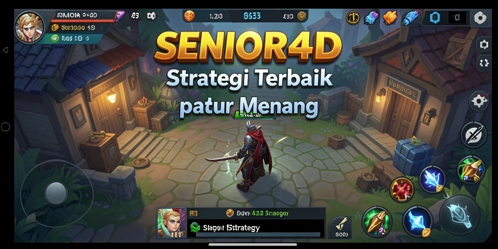 Antarmuka SENIOR4D yang menampilkan elemen strategi dan pertempuran.