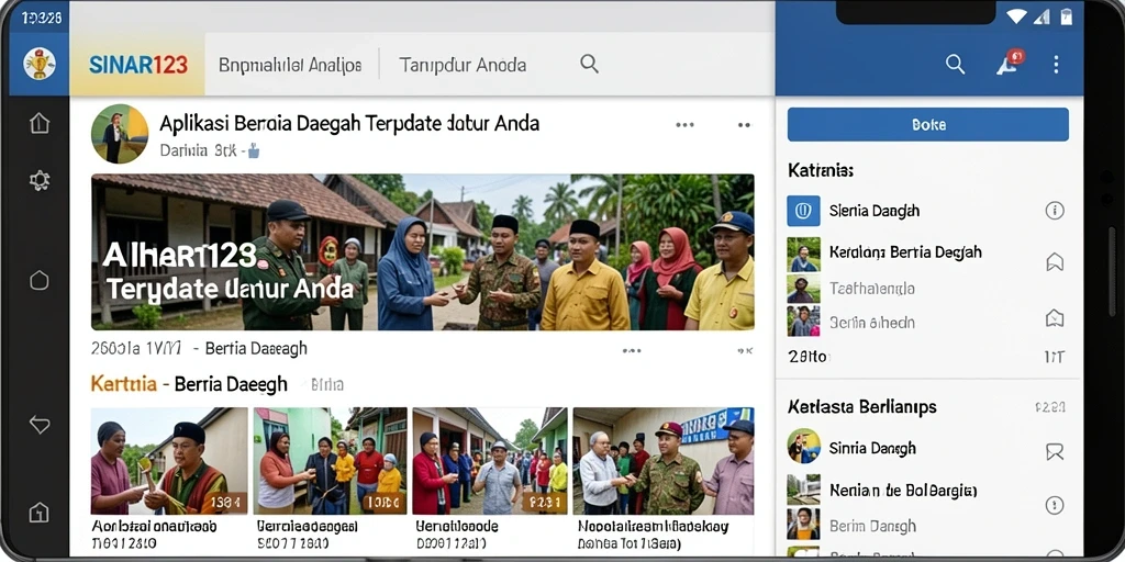 Screenshot utama SINAR123 menunjukkan antarmuka aplikasi Berita Daerah yang informatif.