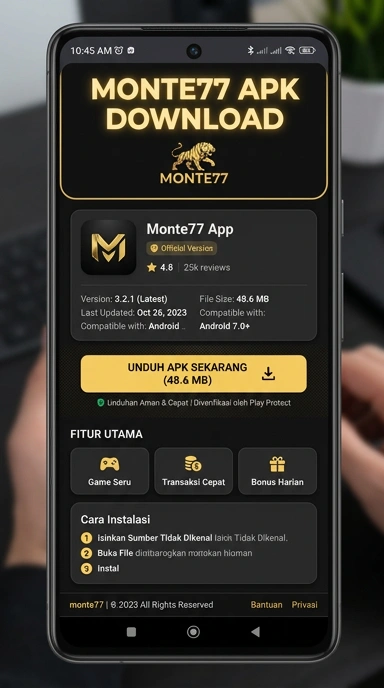 Unduh dan Instal APK monte77 Resmi untuk Android